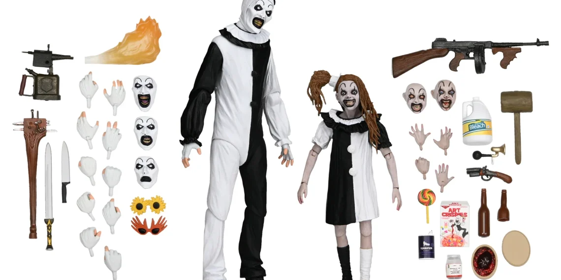 NECA anuncia pacote duplo de “Terrifier 2” com Art, o Palhaço, e a Menina Pálida