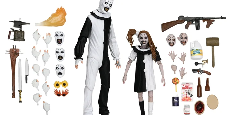 NECA anuncia pacote duplo de “Terrifier 2” com Art, o Palhaço, e a Menina Pálida
