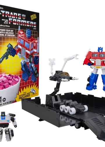 Hasbro anuncia conjunto nostálgico “Transformers Optimus Prime e Autobot Jazz” em caixa de cereal